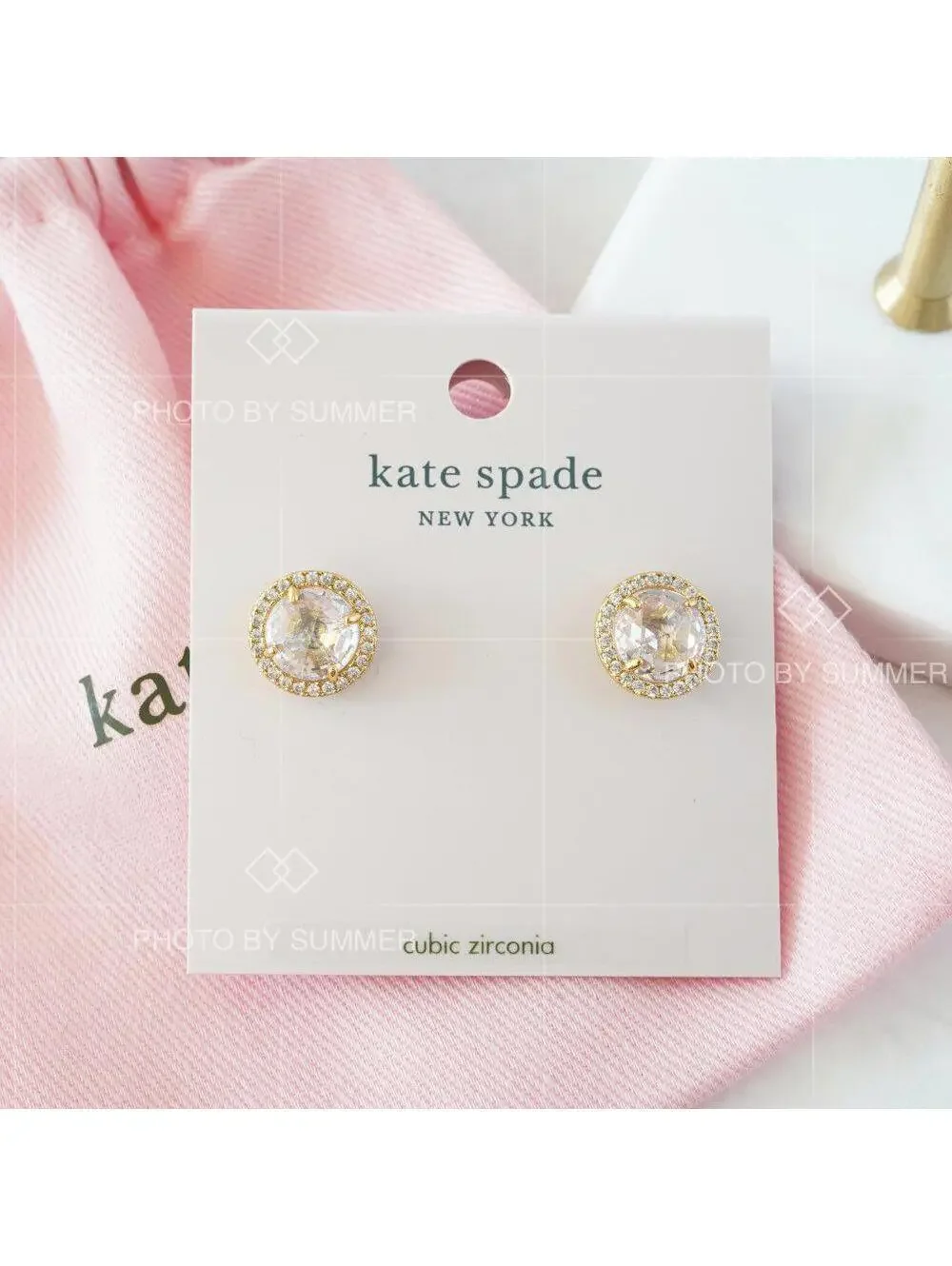 Kate Spade Bright Ideas Pave Halo Studs Earrings Clear/ Gold